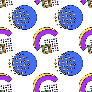 Colorful Geometric Abstract Pattern with Circles and Shapes Stock Illustration