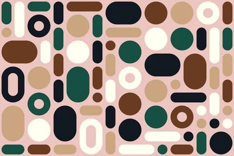 Colorful geometric abstract pattern with circles and ovals, seamless vector Stock Illustration