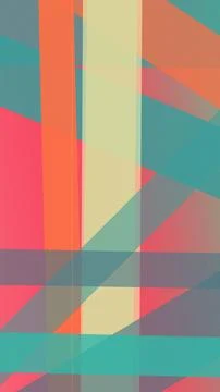 Colorful geometric abstract pattern with intersecting blocks in teal, coral.. Stock Illustration