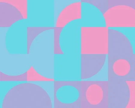 Colorful geometric abstract pattern with overlapping shapes in pink, blue, .. Stock Illustration