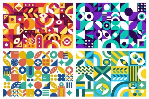 Colorful Geometric Abstract Pattern Set Stock Illustration