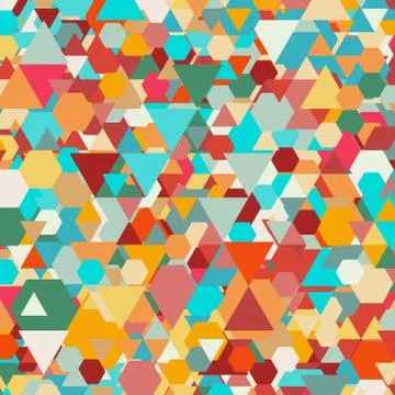 Colorful geometric background, abstract triangle-hexagonal pattern vector Stock Illustration