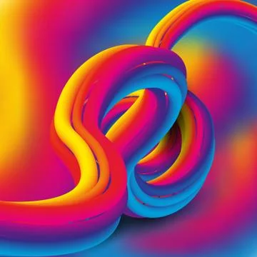 Colorful geometric background with fluid gradient 3D flow shapes composition Stock Illustration