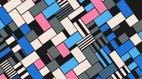 Colorful Geometric Block Pattern with Stripes. Dynamic arrangement Stock Footage 288185315