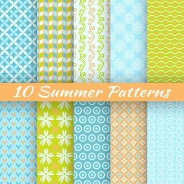 Colorful geometric bright seamless patterns (tiling). Stock Illustration