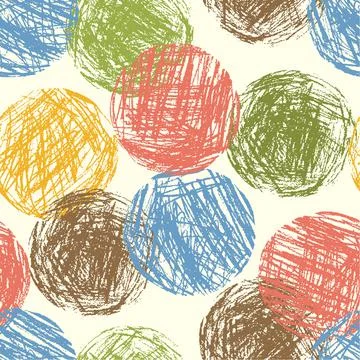 Colorful geometric circle forms seamless pattern. Hand drawing round figure Stock Illustration