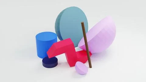 Colorful geometric composition, 3d render Stockillustratie