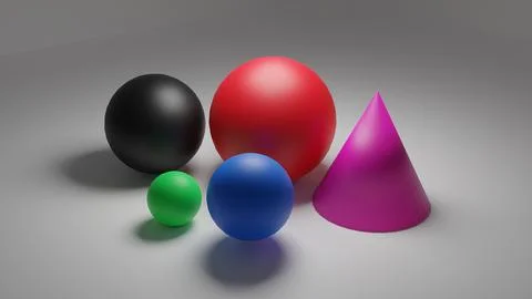 Colorful geometric composition, 3d render Stockillustratie