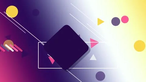 Colorful geometric composition featuring layered shapes, diagonal lines, an.. Stock Illustration