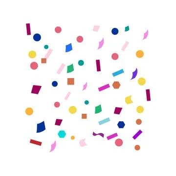 Colorful geometric confetti elements scattering on white background Illustrazione stock