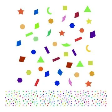 Colorful geometric confetti falling creating festive background Stock Illustration