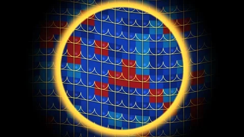 Colorful geometric design with circular pattern and grid Stock Footage 338227481
