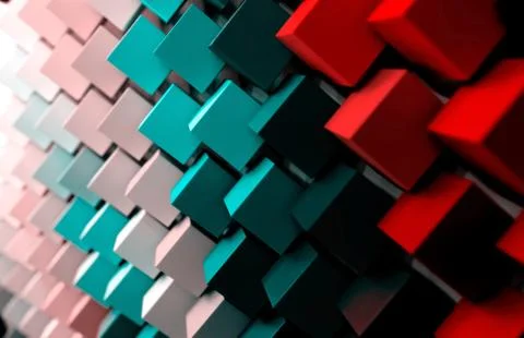Colorful geometric diagonal background, abstract background, horizontal. 3D i Stock Illustration