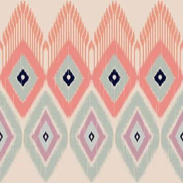 Colorful geometric diamond pattern on fabric or wall Stock Illustration