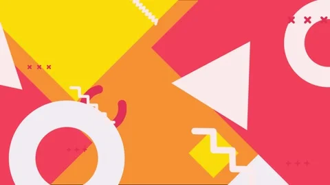 Colorful geometric elements and abstract patterns in a vibrant design seamless Stock Footage 304940658