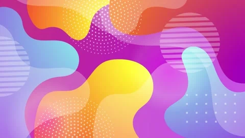 Colorful geometric elements blending with shapes on a vibrant abstract Stock Footage 311608808