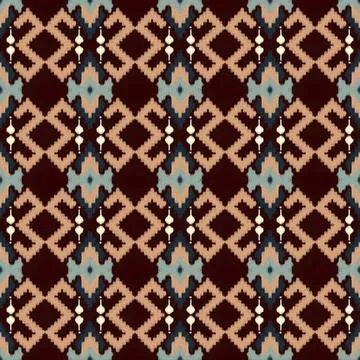 Colorful geometric fabric pattern with diamonds and lines Stock Illustration