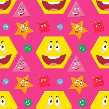 Colorful Geometric Faces Pattern Stock Illustration