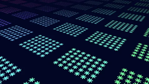 Colorful geometric flower pattern animation on dark background, abstract tiles Stock Footage 333188718