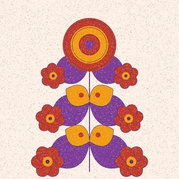 Colorful geometric flower pattern with concentric circles illustration Stock Illustration