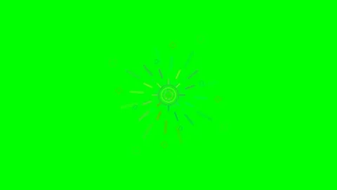 Colorful geometric graphic shapes exploding against a vibrant green screen Stock Footage 340902716