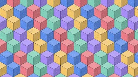 Colorful geometric hexagon cubes pattern design illustration Stock Illustration