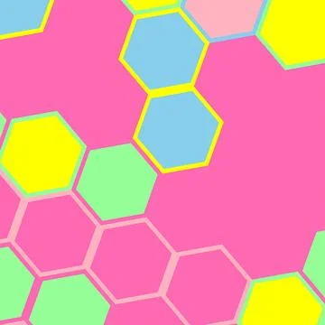 Colorful Geometric Hexagon Pattern Abstract Background with Vibrant Pink, Illustrazione stock
