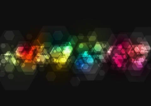 Colorful geometric hexagons tech background Illustrazione stock