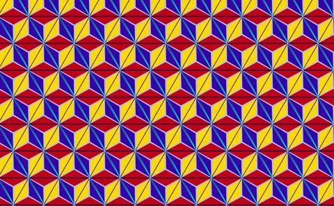 Colorful Geometric Isometric Pattern With Seamless Cubes, Optical Illusion .. Stock Illustration