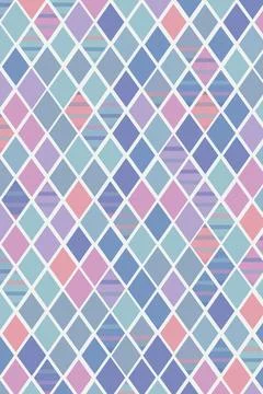 A colorful geometric lattice pattern with overlapping diamond shapes in blu.. Stock Illustration