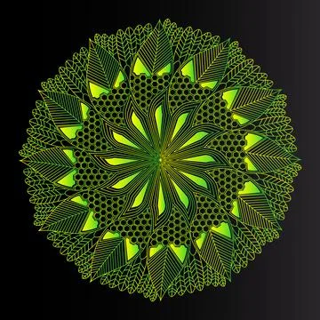 Colorful geometric leaf mandala pattern  background design Stock Illustration