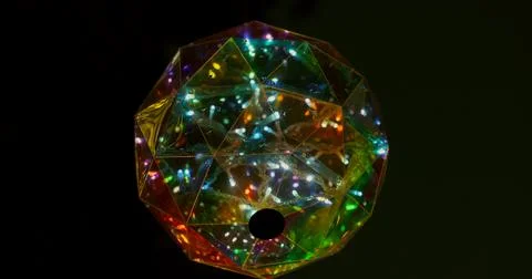 Colorful Geometric Light Sphere Rotating in Slow Motion Stock Photos