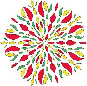 Colorful geometric mandala pattern with tropical leaves and flowers Stock Illustration