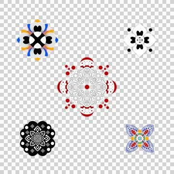 Colorful geometric mandala patterns with symmetrical shapes Illustrazione stock