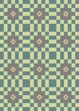 Colorful geometric mosaic pattern with squares and diamonds Stock Illustration