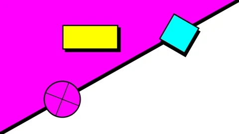Colorful Geometric Motion Abstract with Bright Pink and Yellow Backgrounds. 库存影片 342560960