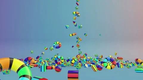 Colorful Geometric Objects Falling, Alpha Video stock 10744601