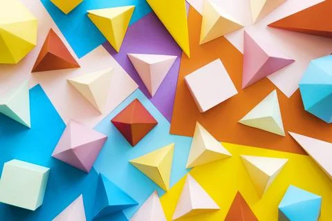 Colorful geometric paper object pack Stock Photos