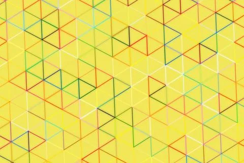 Colorful geometric pattern with 3d cube shapes on yellow background Stock Photos