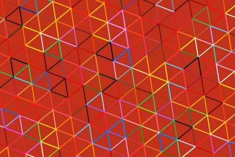 Colorful geometric pattern with 3d cube shapes on red background Stock Photos