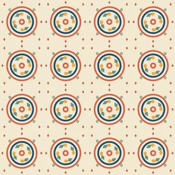 Colorful geometric pattern with abstract circular designs on dotted backgro.. Stock Illustration