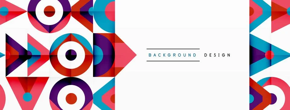 A colorful geometric pattern with arrows and circles on a white background Stock Illustration