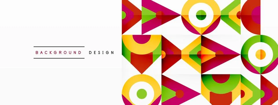 Colorful geometric pattern with arrows circles on white background Stock Illustration