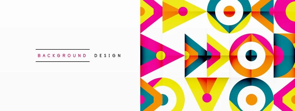 Colorful geometric pattern with arrows, circles on a white background 스톡 일러스트