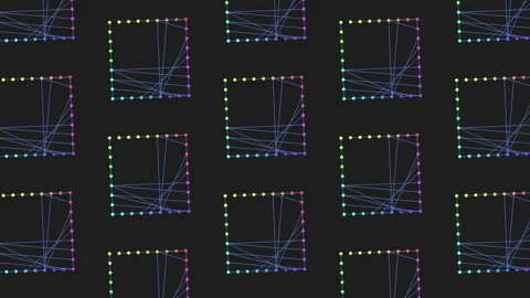 Colorful geometric pattern on black background Stock Footage 253961556
