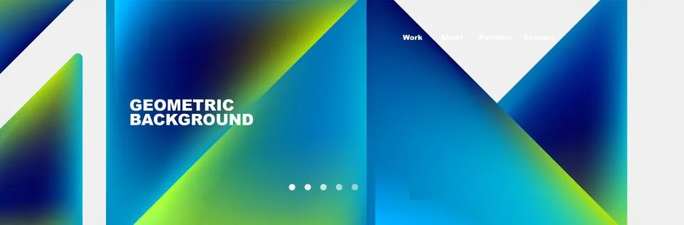 Colorful geometric pattern with blue and green triangles on a white background Illustrazione stock