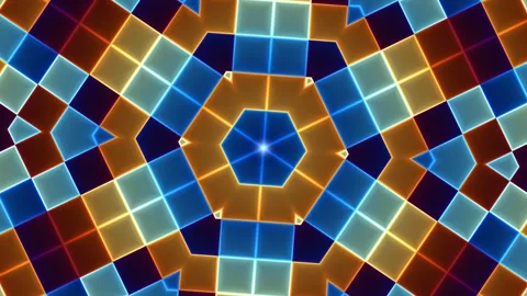 Colorful geometric pattern with bright lights and shapes Stock Footage 338003254