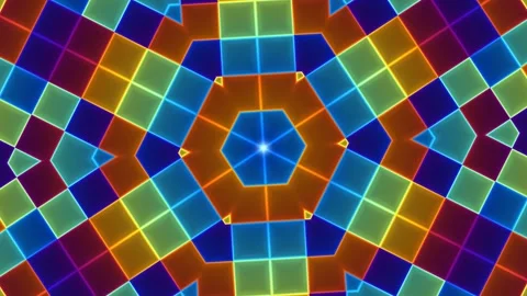 Colorful geometric pattern with bright squares and lines Stock Footage 338004068