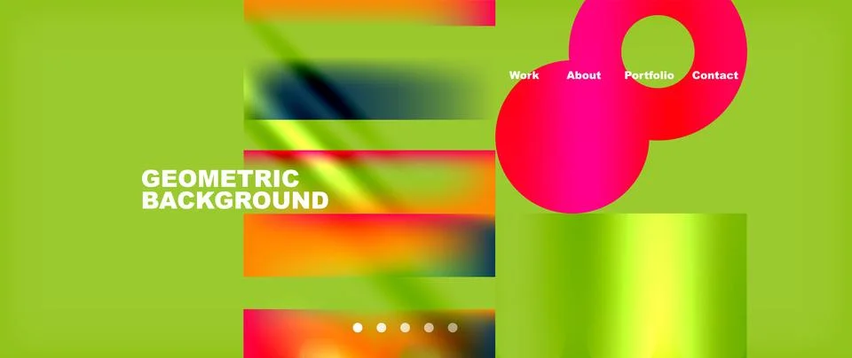 Colorful geometric pattern with circles and lines on a green background Stock Illustration