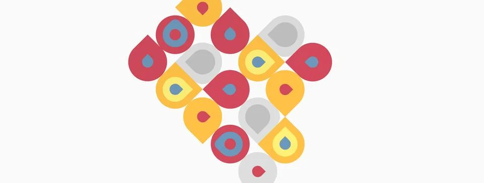 Colorful geometric pattern. Circles, squares, rectangles form diamond shape. 스톡 일러스트